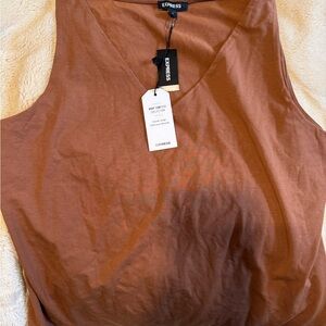 Express Women's Tan V-Neck Tank Top